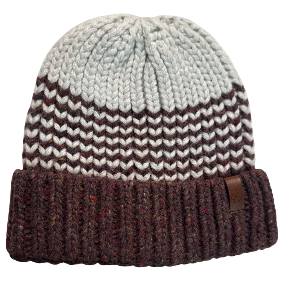 Obermeyer Beanie Merino Wool Alpaca Blend‎ Knit Hat Brown Grey White One Size